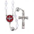  WHITE OVAL PEARLIZED BEADED RCIA ROSARY 